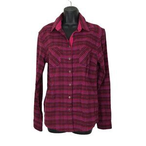Kuhl Pink & Maroon Plaid Flannel Button Down Shirt Size L